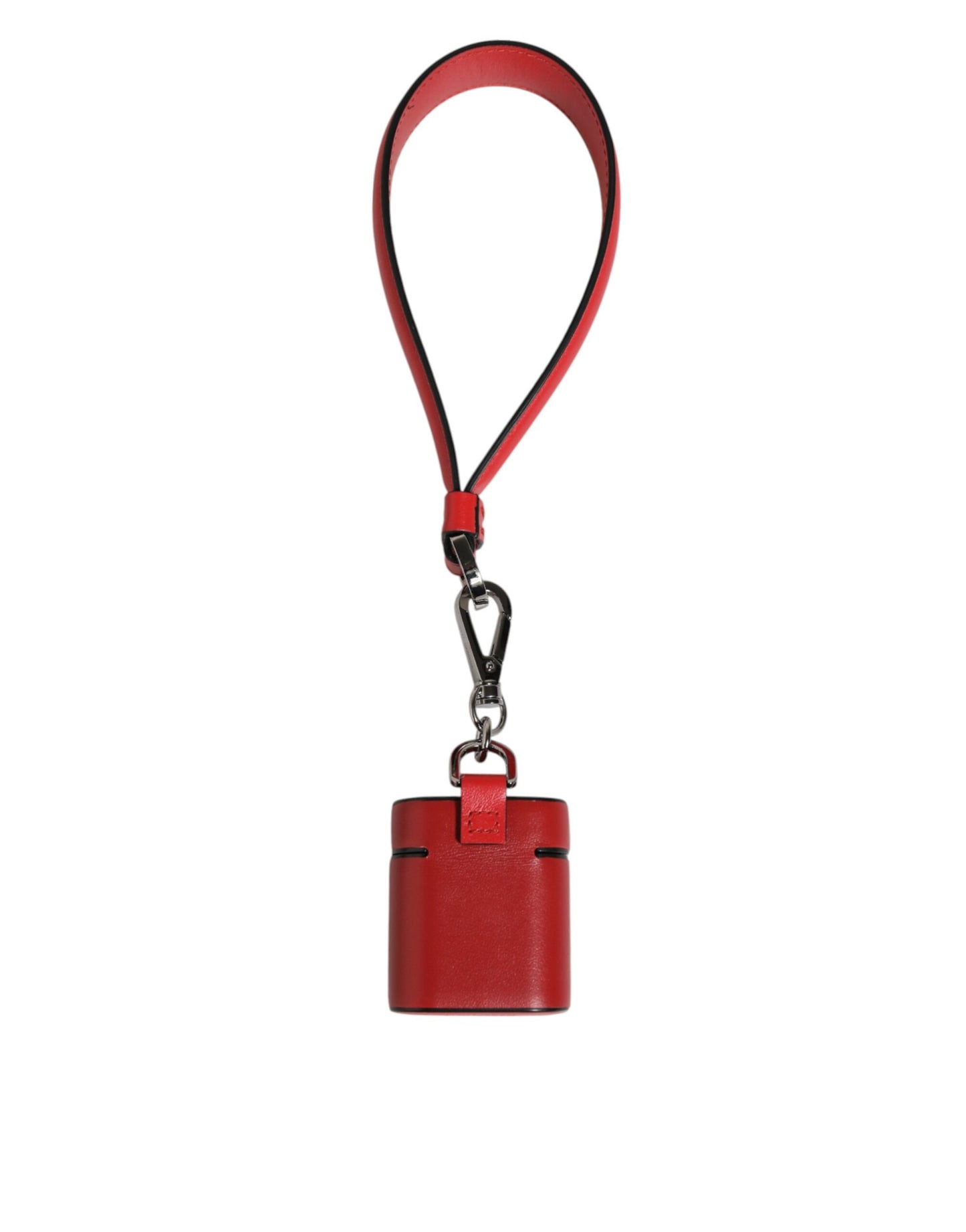 Red White Calfskin Leather Logo Flip Holder Airpods Case
