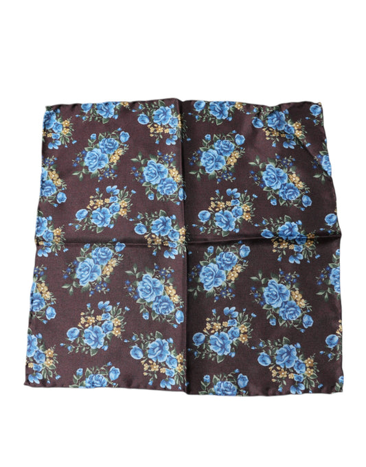 Brown Floral Fantasy Silk Handkerchief Scarf