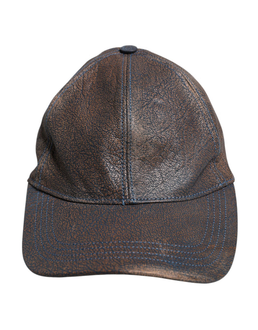 Brown Goatskin Leather Baseball Cap