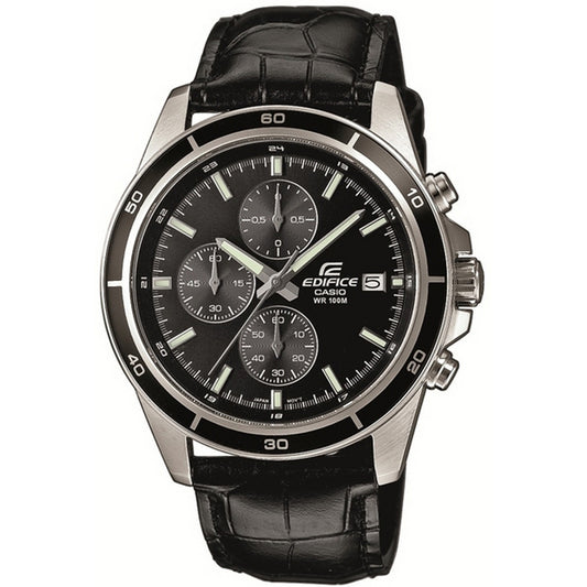 CASIO EDIFICE Mod. CLASSIC CHRONOGRAPH, LEATHER - BLACK-0